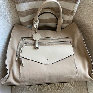 Varriale leather and suede large beige top handle bag